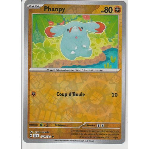 Carte Pokémon - Phanpy - 102/191 - Reverse - Ev8 Etincelles Déferlantes