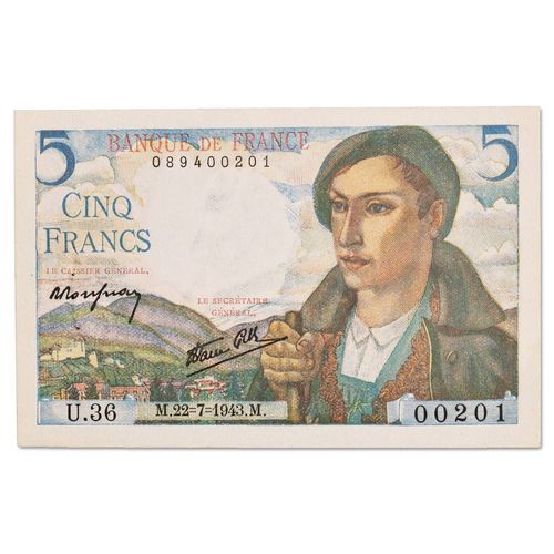 Billet De 5 Francs Berger 1943 Unc