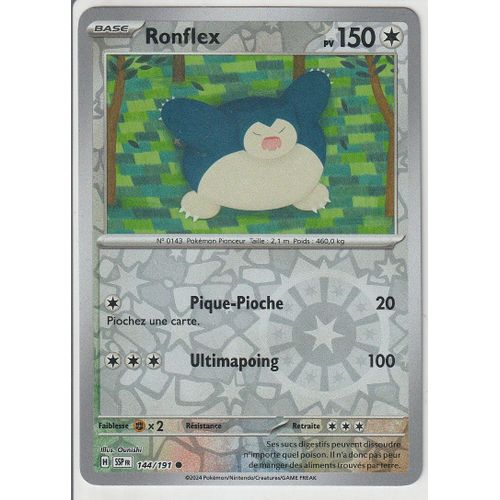Carte Pokémon - Ronflex - 144/191 - Reverse - Ev8 Etincelles Déferlantes