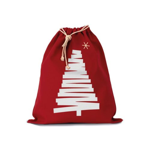 Sac à dos en toile motif sapin de Noël - KI0746 - rouge