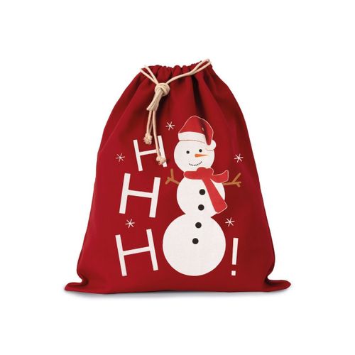Sac à dos en toile motif bohnomme de neige de Noël - KI0745 - rouge