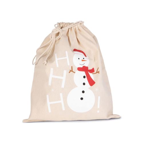 Sac à dos en toile motif bohnomme de neige de Noël - KI0745 - beige