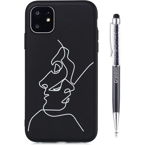 Coque Pour Iphone 11, Couverture En Tpu Noir Mat Simple Dessin Givr Etui De Tlphone Slim Silicone Coque Antichoc Cool Pour Apple Iphone 11 (6,1 Pouces) - Masque