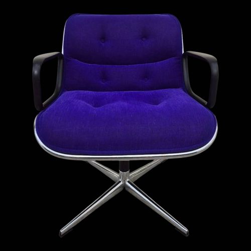Charles Pollock Fauteuil De Bureau Par Florence Knoll 1970s Bleu