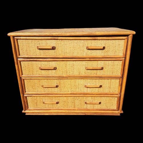 Commode En Rotin Avec 4 Tiroirs Bois