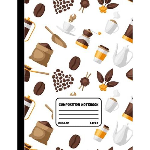Coffee Lover Cover Composition Books College: Chic Brown Caffeine Doodle Notebook