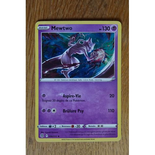 Carte Pokemon Mewtwo Holo 130 Pv - 056/172 - Stars Etincelantes