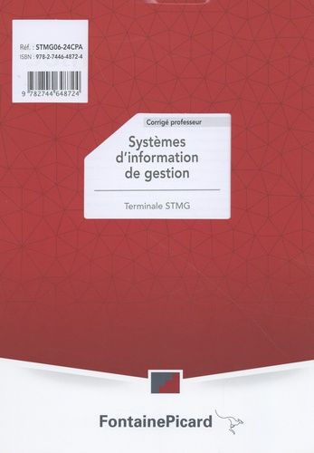 Systèmes D'information De Gestion Tle Stmg - Corrigé Professeur