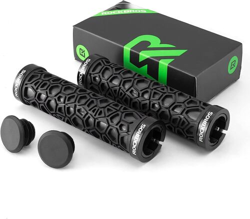 1 Paire De Poignées De Guidon Vtt, Poignée De Vélo Ergonomique Acex 2 Embouts, Poignée Vtt Antidérapante Avec Double Verrouillage Diamètre 22 Mm, Bleu