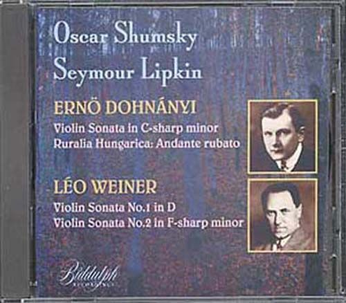 Sonates Pour Violon Et Piano, Gypsy Andante Shumsky, Violon & Lipkin, Piano + Weiner