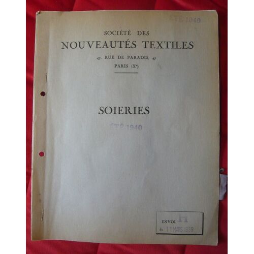 Catalogue Soieries Été 1940 Envoi H