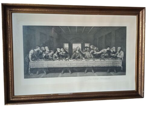 Grand Tableau Scène Religieuse ( La Sainte Cène) Impression Sur Papier Réalisé En Allemagne Berlin 1968