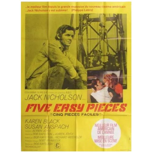 Five Easy Pieces / Cinq Pièces Faciles- Véritable Affiche De Cinéma Pliée - Format 120x160 Cm - De Bob Rafelson Avec Jack Nicholson, Karen Black, Lois Smith - 1970