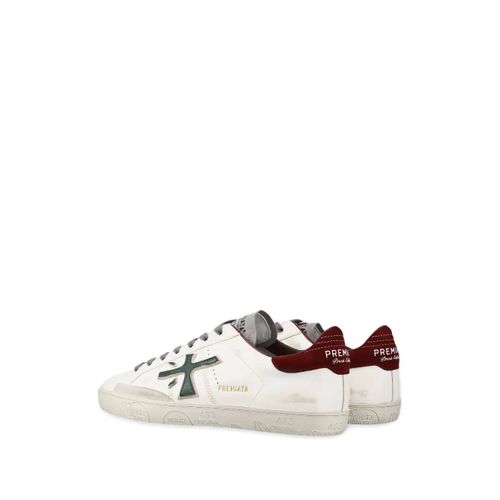Premiata Baskets En Cuir À Logo Strassé Steven - Blanc