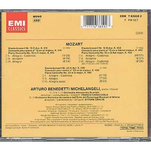 Mozart : Concertos Pour Piano 13,Kv 415 ; 15, Kv450 ; 23, Kv 488