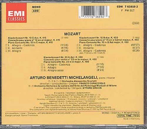 Mozart : Concertos Pour Piano 13,Kv 415 ; 15, Kv450 ; 23, Kv 488