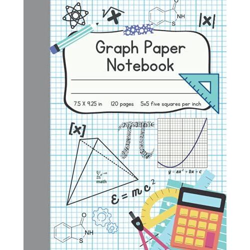 Graph Paper Notebook, Quad Ruled 5x5: Graph Paper Composition 5 Squares Per Inch- Grid Paper Composition (7.5x9.25) - Back To School For Math And Science Students