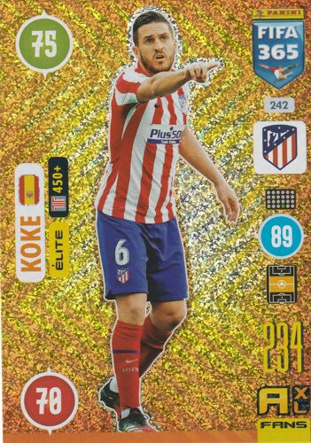 N° 242 - Carte Panini Foot - Adrenalyn Xl - Fifa 365 - 2021 - Koke - Elite - Atletico Madrid