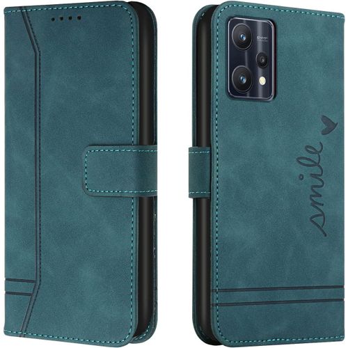Coque Pour Realme 9 Pro Plus/Realme 9 Pro +, Etui Cuir Avec Magnetique, Flip Pochette Housse Pour Realme 9 Pro Plus/Realme 9 Pro + Protection, Vert