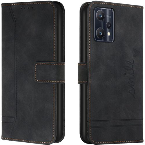Coque Pour Realme 9 Pro Plus/Realme 9 Pro +, Etui Cuir Avec Magnetique, Flip Pochette Housse Pour Realme 9 Pro Plus/Realme 9 Pro + Protection, Noir