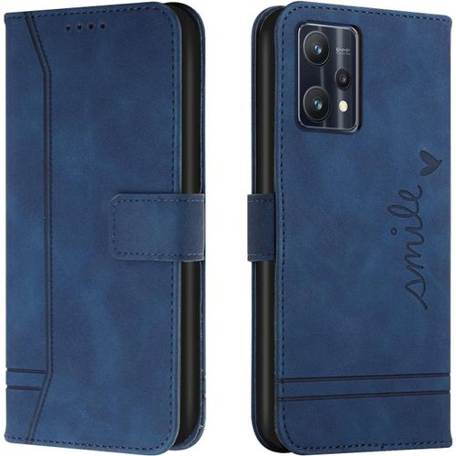 Coque Pour Realme 9 Pro Plus/Realme 9 Pro +, Etui Cuir Avec Magnetique, Flip Pochette Housse Pour Realme 9 Pro Plus/Realme 9 Pro + Protection, Bleu