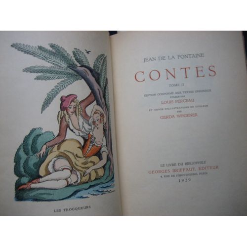 Contes - Édition Conforme Aux Textes Originaux Établie Par Louis Perceau Et Ornée D'illustrations En Couleurs Par Gerda Wegener [ Érotique - 1 Des 16 Ex. Sur Japon Avec 1 Suite, 1 Aquarelle Originale]