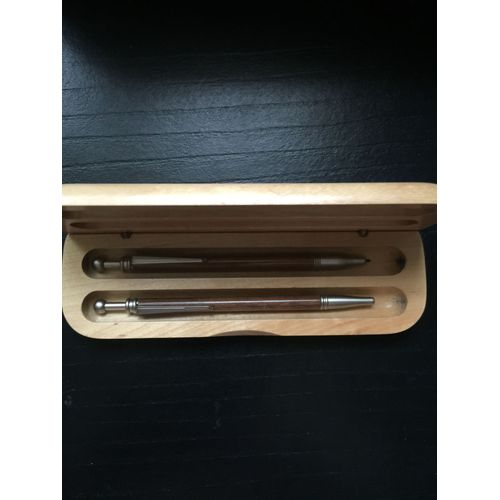Coffret Bois Et Deux Stylos Bois