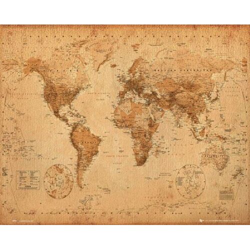 Carte Du Monde - Antique Style - Affiche / Poster Envoi En Tube