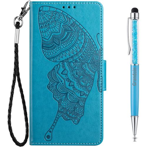 Coque Pour Huawei P30, Etui Portefeuille Huawei P30, Housse En Cuir Pu Etui Rabat Clapet Magntique De Protection Antichoc Flip Case Avec Fentes De Cartes (Bleu)
