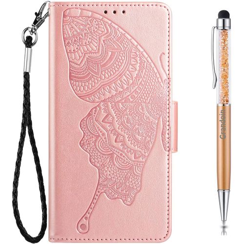 Coque Pour Huawei P40 Pro, Etui Portefeuille Huawei P40 Pro, Housse En Cuir Pu Etui Rabat Clapet Magntique De Protection Antichoc Flip Case Avec Fentes De Cartes (Rose)