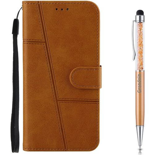 Coque Pour Oppo Realme 5, Premium Cuir Flip Portefeuille Tui En Cuir,[3 Fentes][Fermeture Magntique] Wallet Case Coque Housse Protection Pour Oppo Realme 5(Caf)