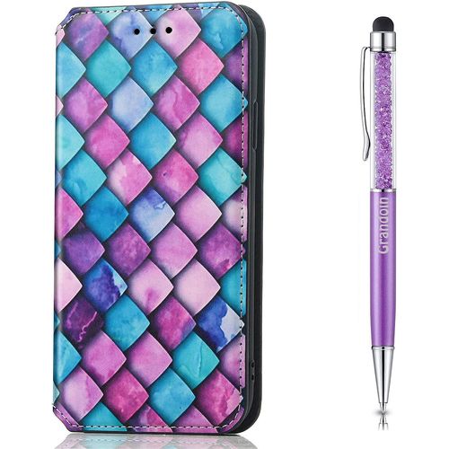Coque Pour Samsung S22 Ultra, Housse Galaxy S22 Ultra, Etui ¿¿ Rabat Protection Housse En Cuir Pu,Pochette Fermeture Magn¿¿Tique,Flip Case Compatible Avec Samsung Galaxy S22 Ultra (Violet)