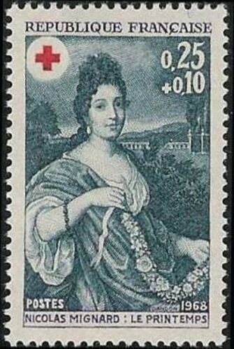 Timbre France 1968 Neuf- Nicolas Mignard : Le Printemps - Croix Rouge - 0.25+0.10 Yt 1580