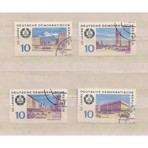 Allemagne (Ddr)- 4 Timbres Oblitérés- 20ème Anniversaire De La D.D.R