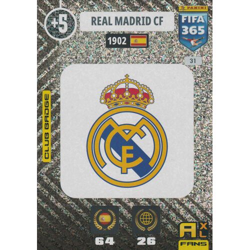 N° 31 - Carte Panini Foot - Adrenalyn Xl - Fifa 365 - 2021 - Club Badge - Logo - Real Madrid