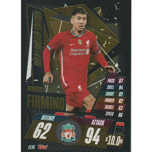 Le1g - Carte Foot Topps - Match Attax - Uefa Champions League 2020 / 2021 - Roberto Firmino - Gold Limited Edition - Liverpool Fc
