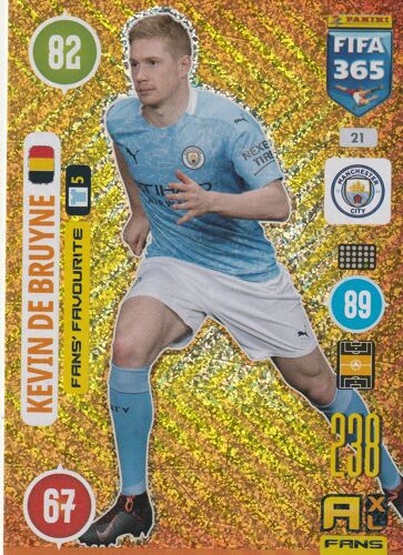 N° 21 - Carte Panini Foot - Adrenalyn Xl - Fifa 365 - 2021 - Kevin De Bruyne - Fans' Favourite - Manchester City