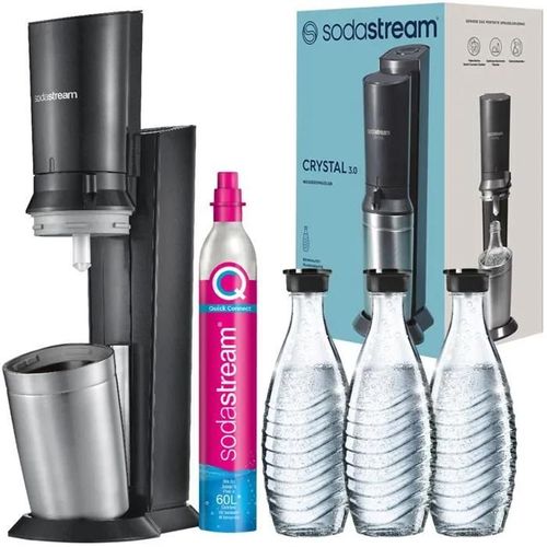 SodaStream Crystal 3.0 QuickConnect Noir Une bouteille + 2 carafes