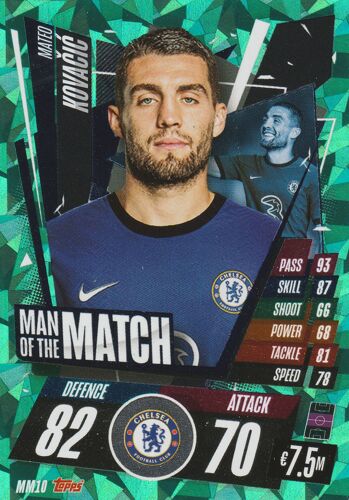 Mm 10 - Carte Foot Topps - Match Attax - Uefa Champions League 2020 / 2021 - Mateo Kovacic - Man Of The Match - Chelsea Fc