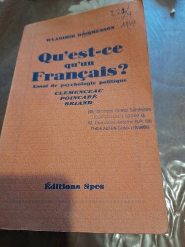 Qu'est Ce Qu'un Francais ? Essai De Psychologie Politique