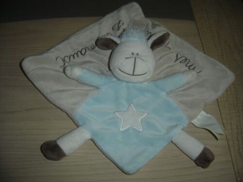 Doudou Plat Mouton Bleu Imprimé Étoile Kimbaloo