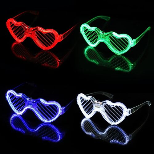 4 Pièces Lunettes Amour Lumineuses Led, Lunettes Cyberpunk Led Clignotantes Pour Soirée Disco, Cosplay, Halloween, Concert En Direct, Déguisements