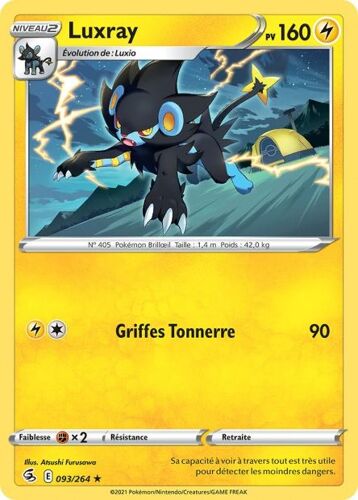 Carte Pokemon - Luxray - 093/264 - Rare - Épée Et Bouclier 8 - Poing De Fusion - V.F