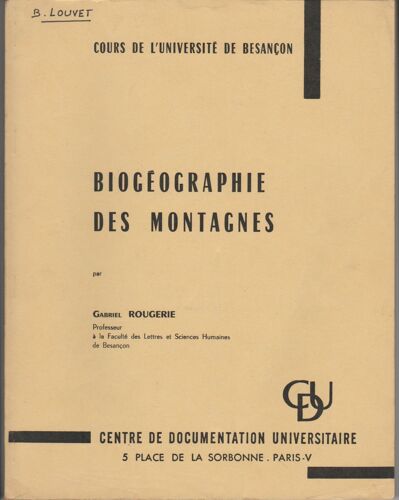 Biogeographie Des Montagnes