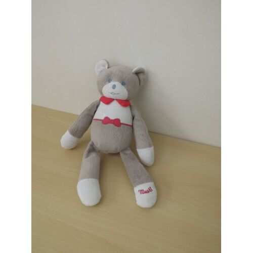 Doudou Ours Gris Rose Musti Mustela