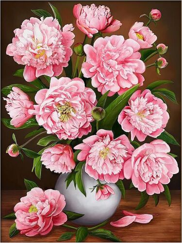 Kit De Peinture Diamant Fleur Rose Pour Adultes (30 X 40 Cm) 5d Diy Kit De Peinture Diamant Rond Pour Enfants Full Diamond Peony Diamond Art Kit Home Wall Decor Digital Diamond Painting 11,8 X 15,7 Po