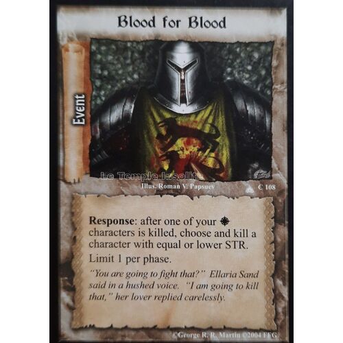 Carte A Game Of Thrones Ccg - Blood For Blood C#108