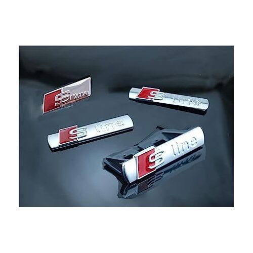 (Silver)4pcs S Logo Line Emblem, Autocollant En Métal Logo 3d, Emblème Extérieur De Voiture Signe Pour A3 A4 A5 A6 A7 A8 Q2 Q3 Q4 Q5 Q7 S3 S4 S5 S6 S7 S8 Rs