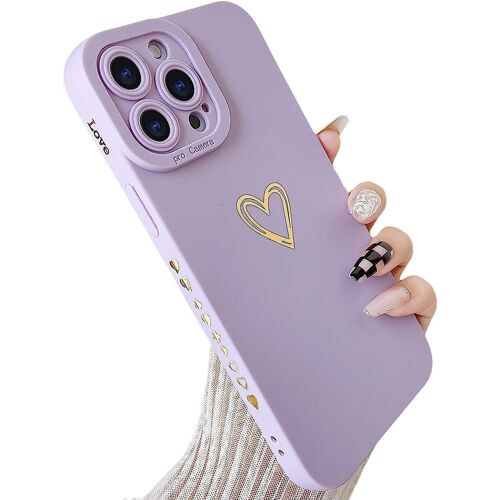 Compatible avec la coque iPhone 13 Pro Max, motif coeur doré doux