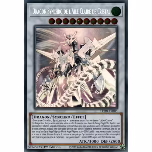 Yu-Gi-Oh! - Led8-Fr005 - Dragon Synchro De L'aile Claire De Cristal - Ghost Rare 1ère Édition